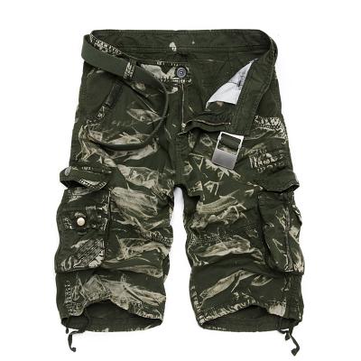 Color: 5, Size: 30 - Multi-Pocket Camouflage Dungarees Belted Cargo Shorts