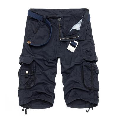 Color: 7, Size: 30 - Multi-Pocket Camouflage Dungarees Belted Cargo Shorts