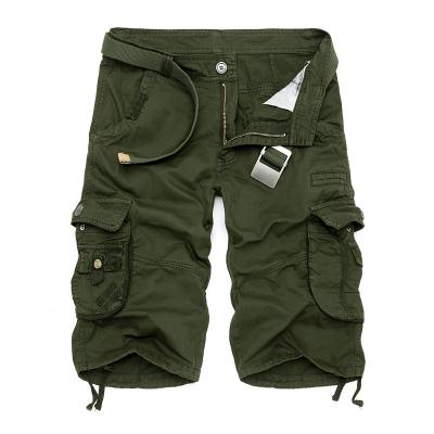 Color: 4, Size: 29 - Multi-Pocket Camouflage Dungarees Belted Cargo Shorts