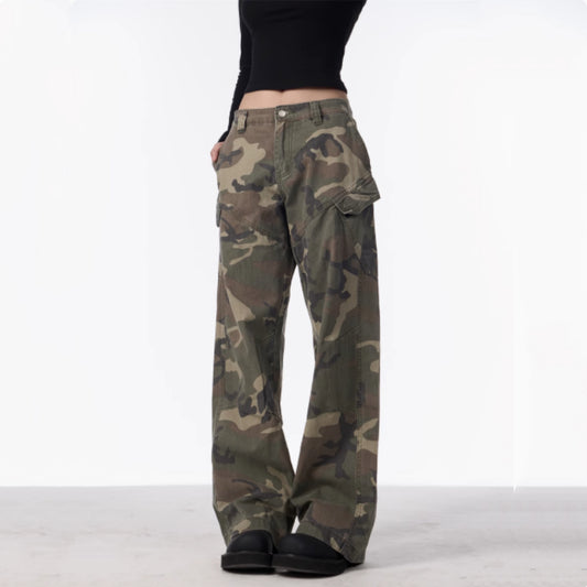 Camouflage Cargo Pants Women's Straight Loose Casual Trousers