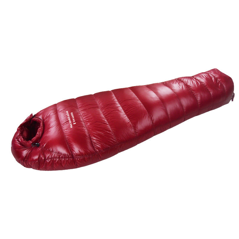 Color: Wine Red, Specifications: 210 X80X 50cm 1500g - Outdoor Camping Thickened Warm-keeping And Cold-proof Duck Down Sleeping Bag