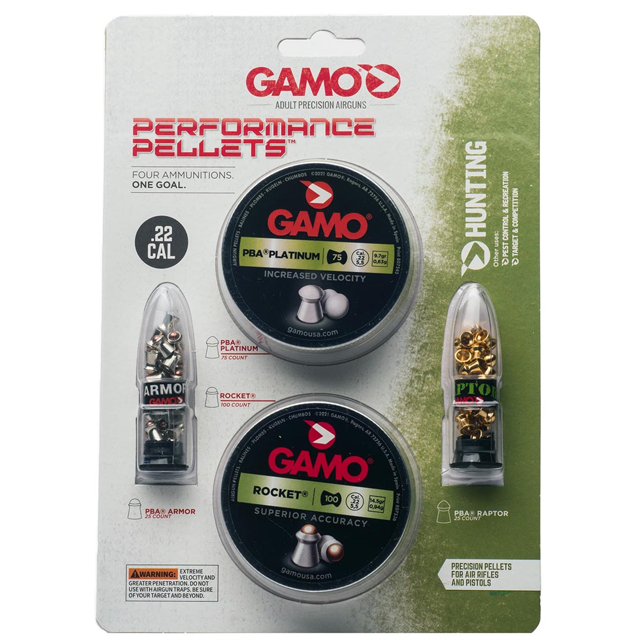Gamo .22cal Assorted Performance Pellets Combo Pack (225 Count)