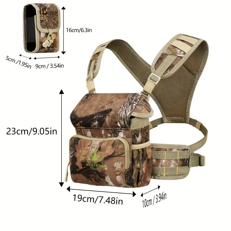 Wild Cedar Binocular Harness Chest Pack with Rangefinder Pouch & Rain Cover