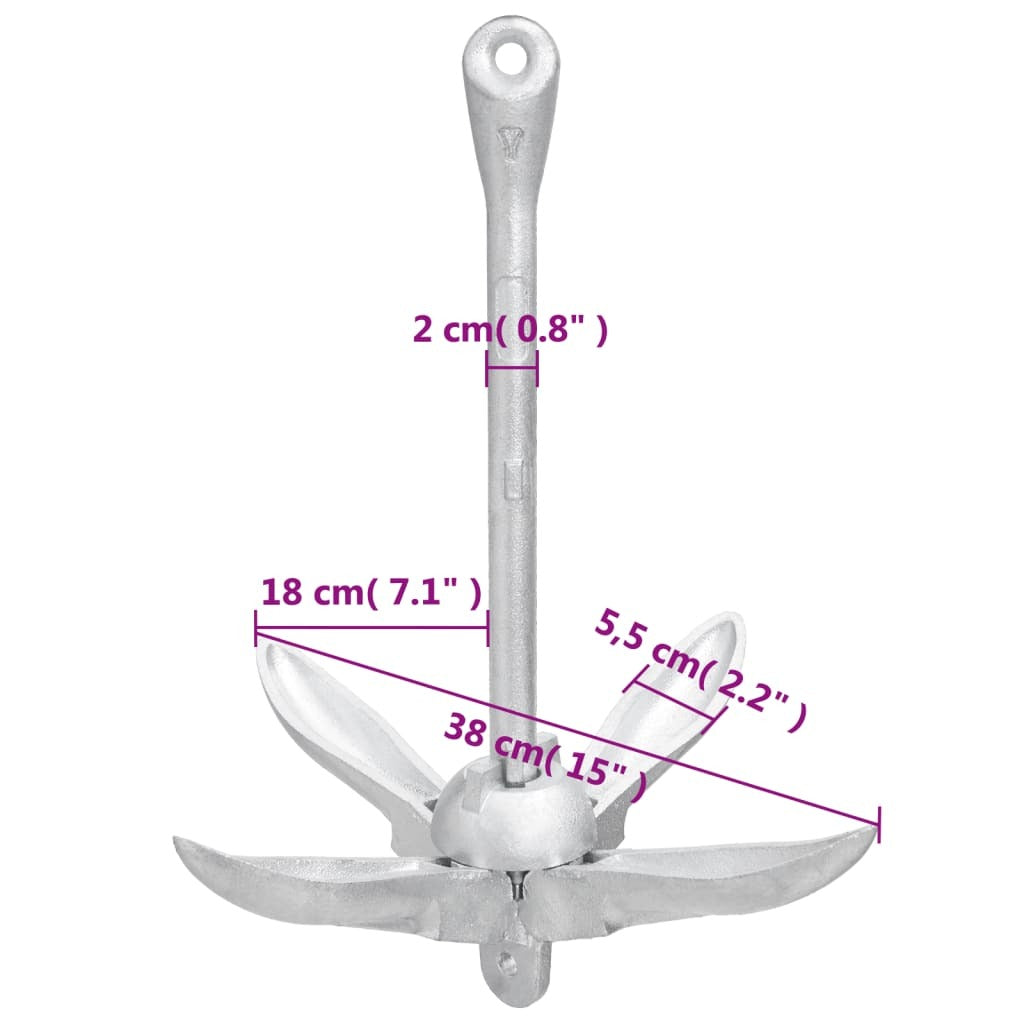 Folding Anchor Silver 8.8 lb Hot Dip Galvanized Cast Iron