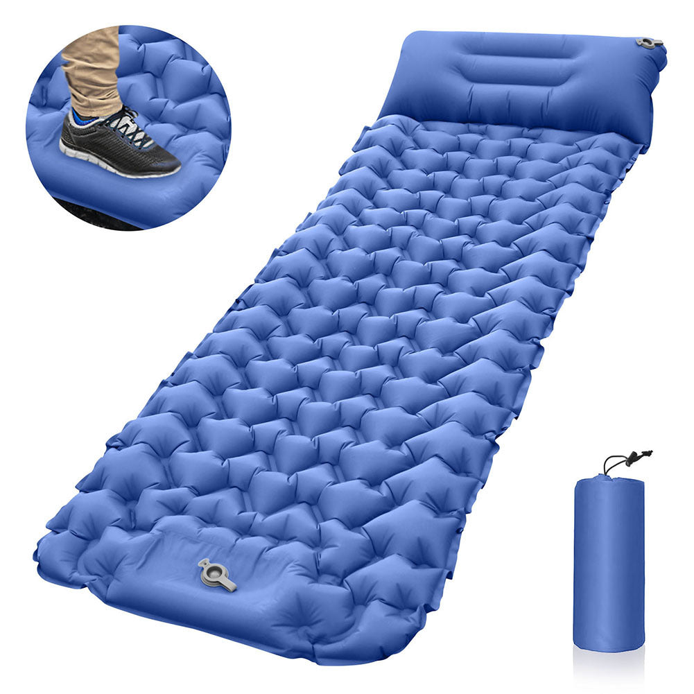 Camping Sleeping Pad Ultralight Mat With Built-in Foot Pump & Pillow Inflatable Sleeping Pads For Camping Backpacking Hiking navy blue