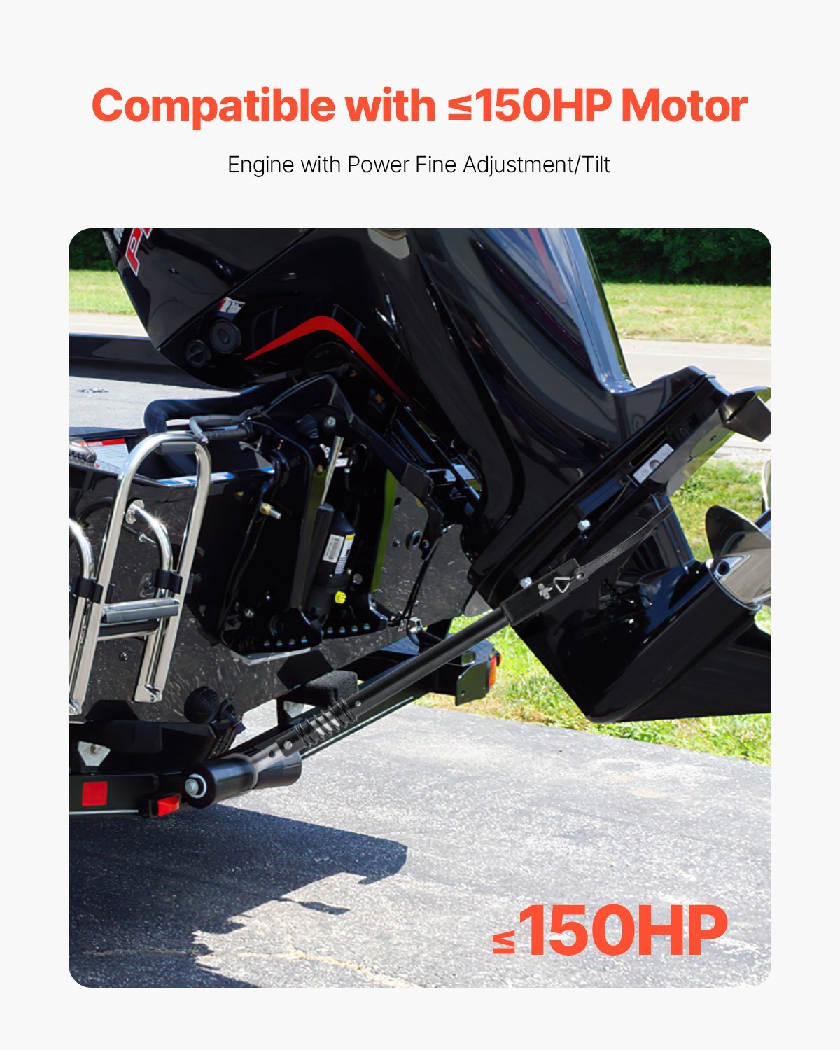 VEVOR Transom Saver, 19.8-30.7 in, Adjustable Boat Transom Saver with Heavy-Duty Head Corrosion-Resistant Easy-to-Install Transom Savers for Less Than 150 HP Outboard Motor , Fit for Roller & Trailer