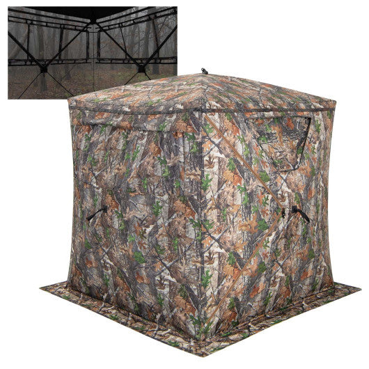 2-3 Person Hunting Blind Portable Pop Up Ground Tent with Carry Bag and Storage Pocket
