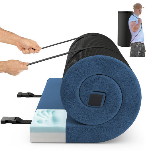 Foldable Camping Mattress with High density foam Cushion and Anti-slip Bottom-Navy - Color: Navy