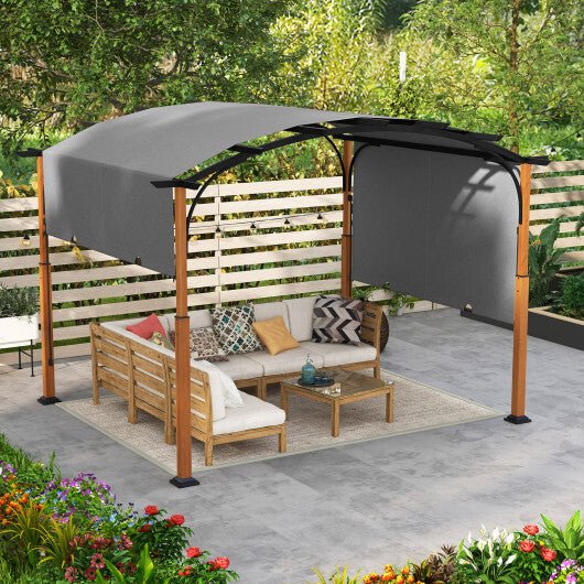 10 x 12 FT Outdoor Retractable Pergola with Retractable Canopy for Patio-Beige