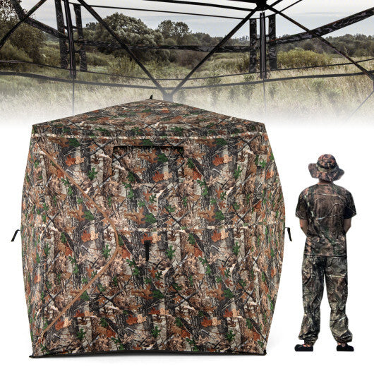 82 Inch Tall Hunting Blind 270? One Way See Through Ground Tent for 3-4 People