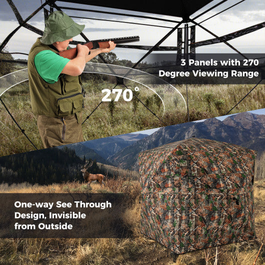 82 Inch Tall Hunting Blind 270? One Way See Through Ground Tent for 3-4 People