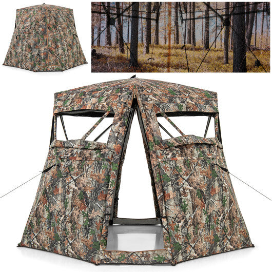 360? One Way See Through Ground Hunting Blind for Deer and Turkey Hunting