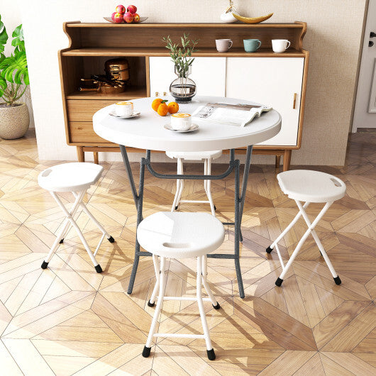 32 Inch Round Folding Table with Thick Tabletop for Picnic - Color: White