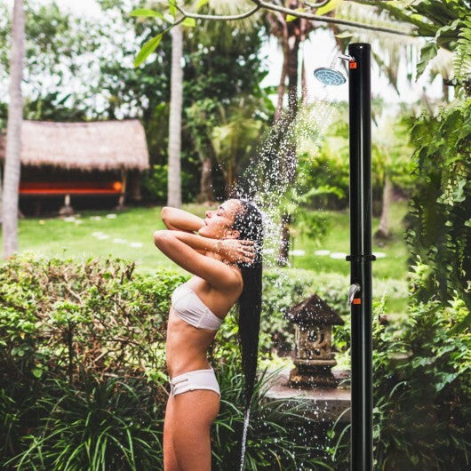 7.2 FT Solar Heated Hot/Cold Shower Spa w/ Base-5.5 Gallon - Color: Black - Size: 5.5 Gallon