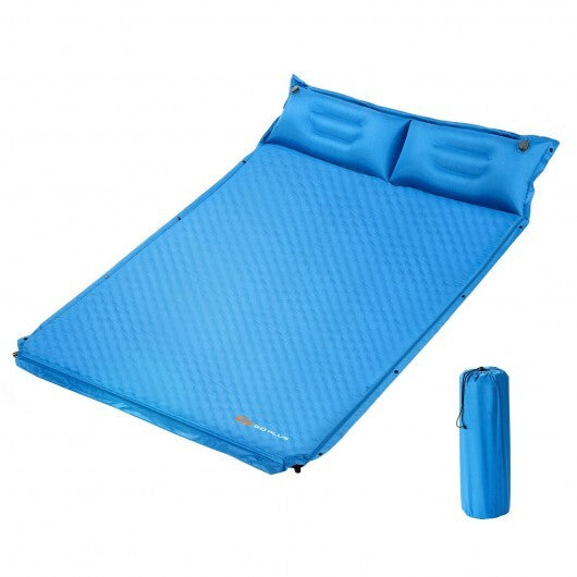 Self-Inflating Camping Outdoor Sleeping Mat with Pillows Bag - Color: Blue