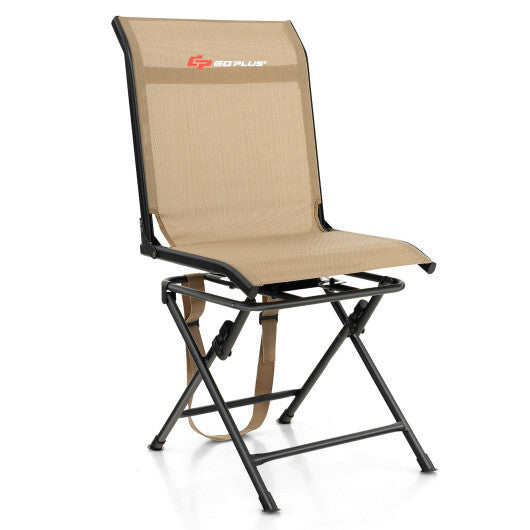 All weather Outdoor Foldable 360 Degree Swivel Chair with Iron Frame-Brown - Color: Brown