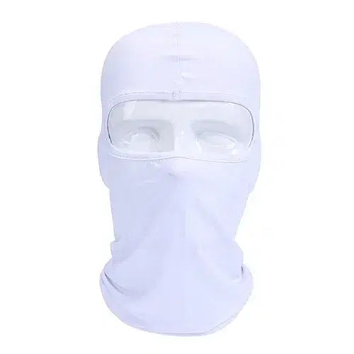 Color: WHITE - Breathable Sports Balaclava Hat Quick-Dry Windproof Full Face Mask Headgear for Riding Running Ski Hiking Outdoor Face Cover Men
