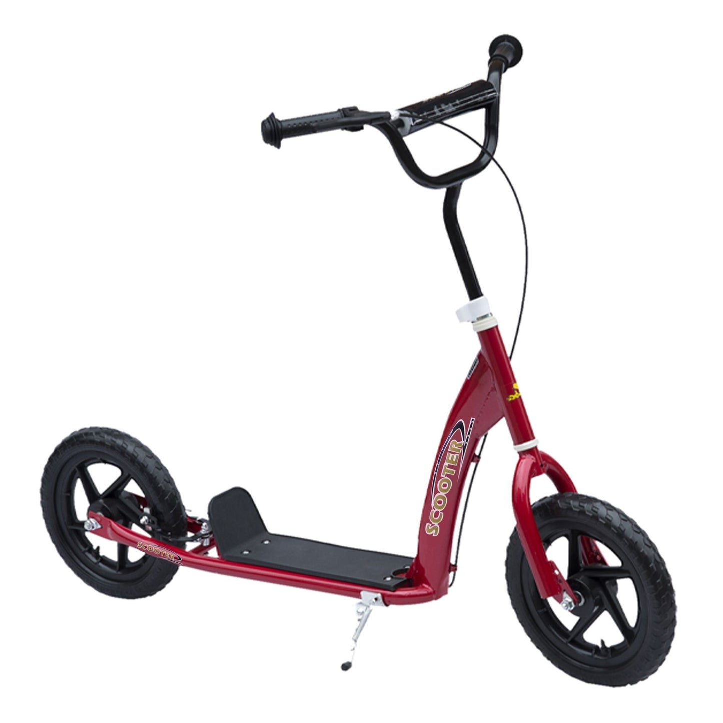 HOMCOM Kick Scooter for Kids 5-12 Years Old with Adjustable Height Handlebar, Non-slip Footplate, Big Wheels, Rear Brake, Red