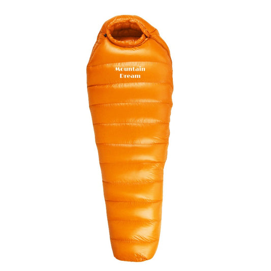 Color: Orange yellow, Specifications: 210X80X50cm 2000g - Outdoor Camping Thickened Warm-keeping And Cold-proof Duck Down Sleeping Bag