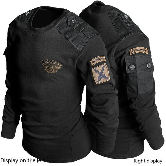 Color: Long Sleeve Black 7311, Size: M - Camouflage Tactics Vintage Cotton Men's Long-sleeve T-shirt