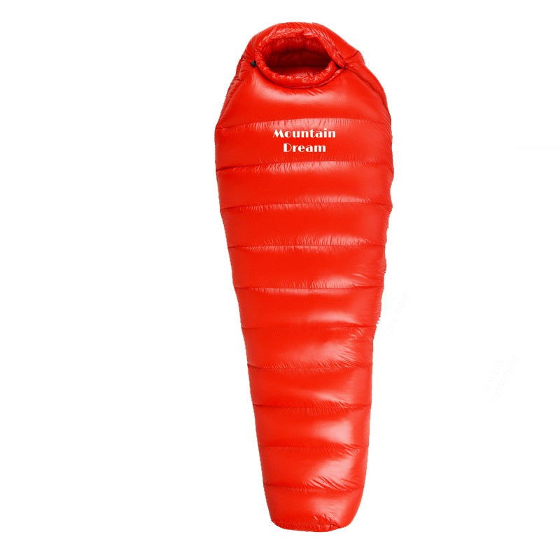 Color: Red, Specifications: 210X80X50cm 2000g - Outdoor Camping Thickened Warm-keeping And Cold-proof Duck Down Sleeping Bag