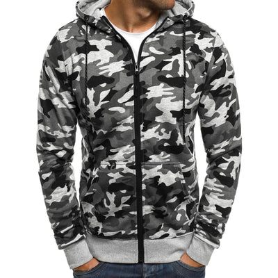 New hooded cardigan sweater large size fashion trend camouflage casual sports sweater jacket