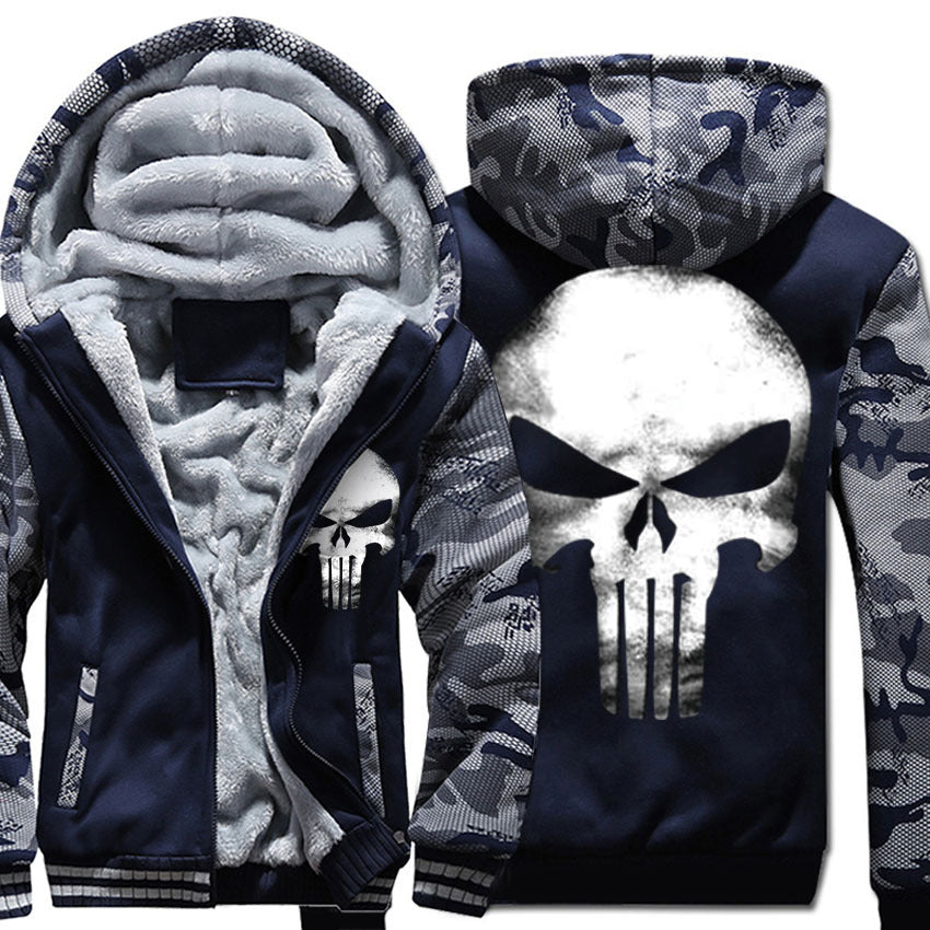 Winter camouflage cotton hooded sport hoodie with fleece