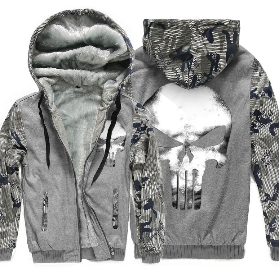 Winter camouflage cotton hooded sport hoodie with fleece