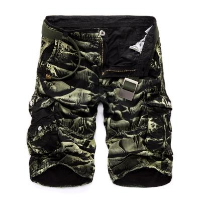 Color: 9, Size: 38 - Multi-Pocket Camouflage Dungarees Belted Cargo Shorts