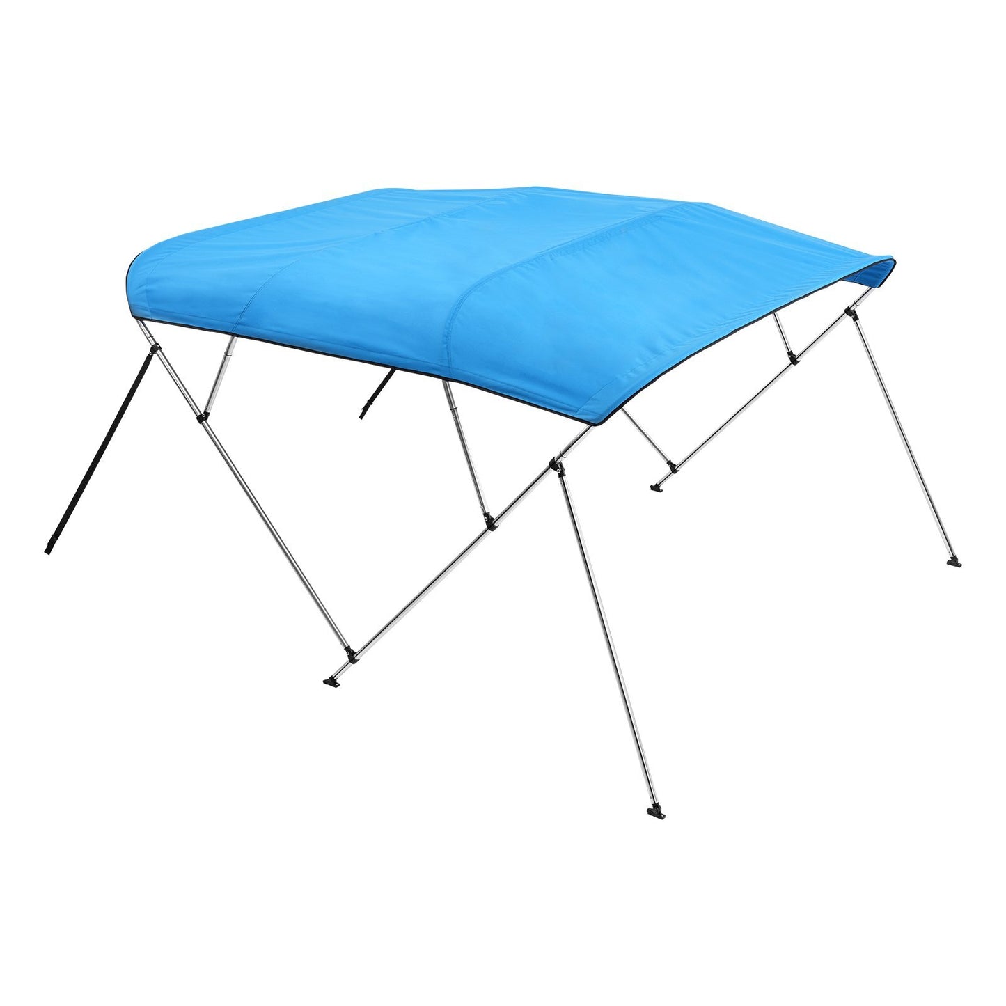 VEVOR 4 Bow Boat Bimini Tops, 600D Polyester Canopy with Aluminum Alloy Frame, Waterproof & Sun Shade Boat Awning Canopy with Storage Bag, 2 Support Poles, 4 Straps, 8'Lx(91"-96")Wx54"H, Pacific Blue