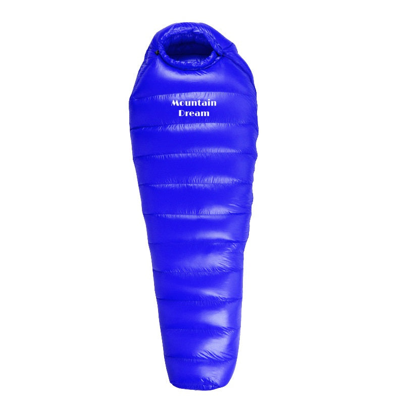 Color: Blue, Specifications: 210X80X50cm 2000g - Outdoor Camping Thickened Warm-keeping And Cold-proof Duck Down Sleeping Bag