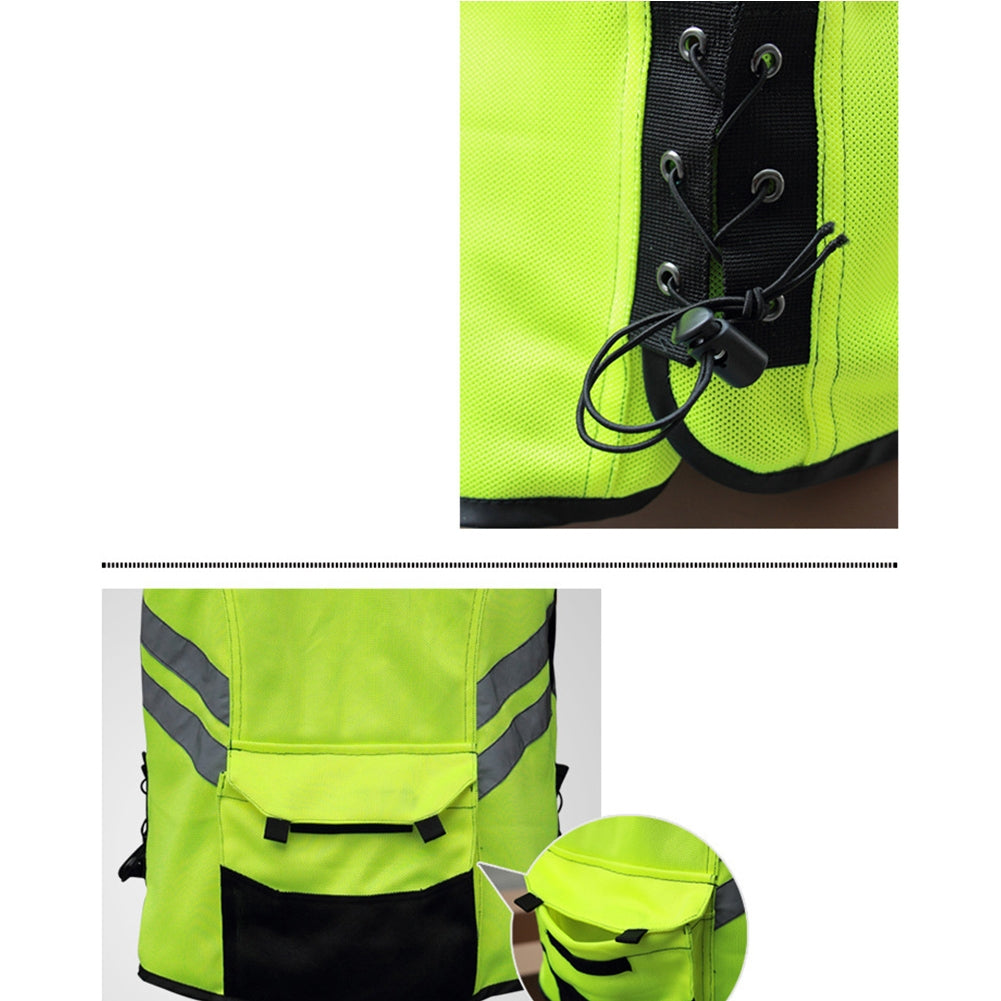 Visibility Reflective Vest Breathable Riding Safety Vests with Pockets Motorcycle Racing Riding Equipment Green M