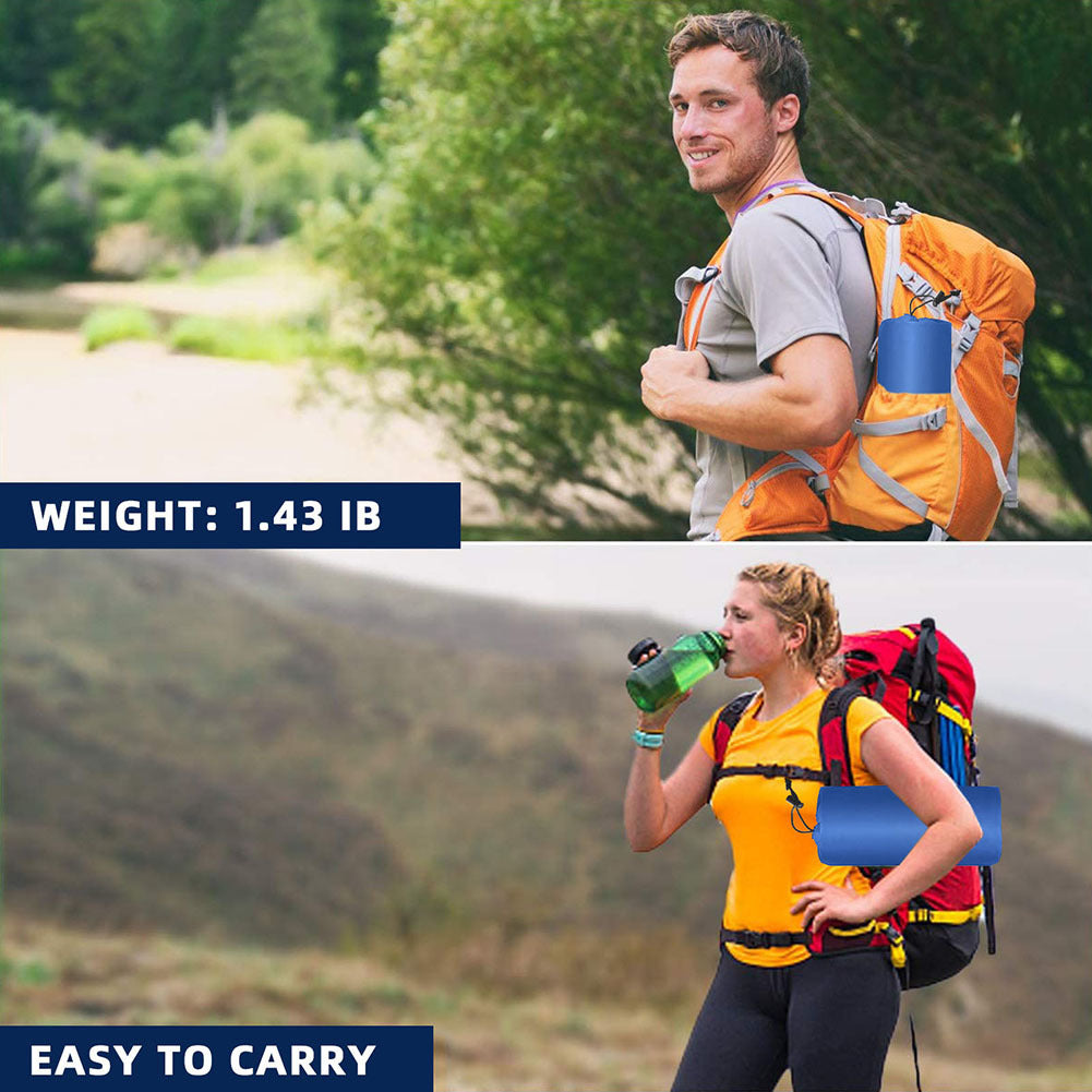 Camping Sleeping Pad Ultralight Mat With Built-in Foot Pump & Pillow Inflatable Sleeping Pads For Camping Backpacking Hiking navy blue