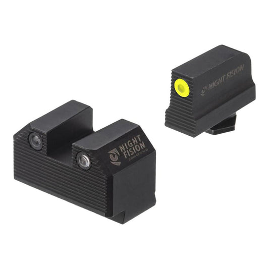 Night Fision Optics-Ready Stealth Series for Glock 17/19/34 Yellow Front Ring/Black Rear Rings