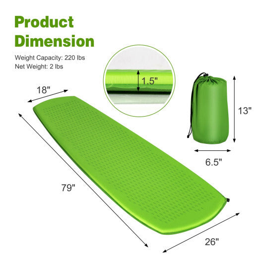 Inflatable Sleeping Pad with Carrying Bag-Green - Color: Green