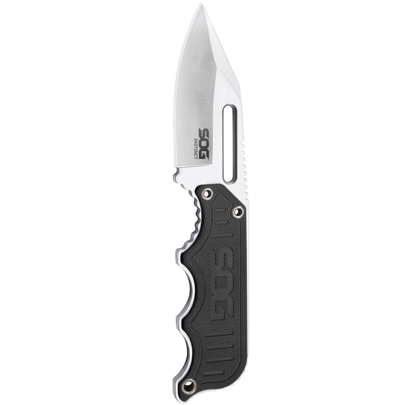 SOG Instinct Knife-Non-Folding 2.3" Blade-Black and Silver Handle-Satin Finish