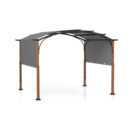 10 x 12 FT Outdoor Retractable Pergola with Retractable Canopy for Patio-Beige