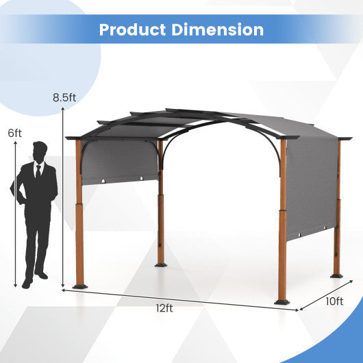 10 x 12 FT Outdoor Retractable Pergola with Retractable Canopy for Patio-Beige