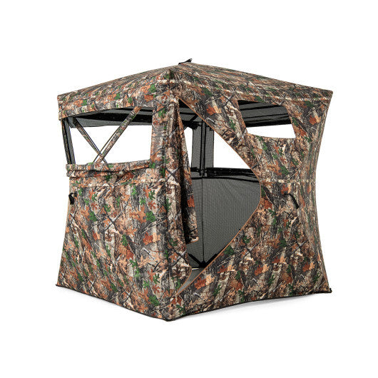 82 Inch Tall Hunting Blind 270? One Way See Through Ground Tent for 3-4 People
