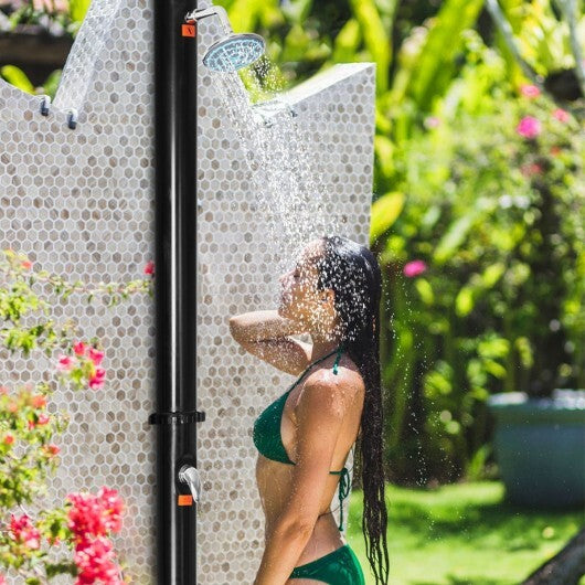 7.2 FT Solar Heated Hot/Cold Shower Spa w/ Base-5.5 Gallon - Color: Black - Size: 5.5 Gallon