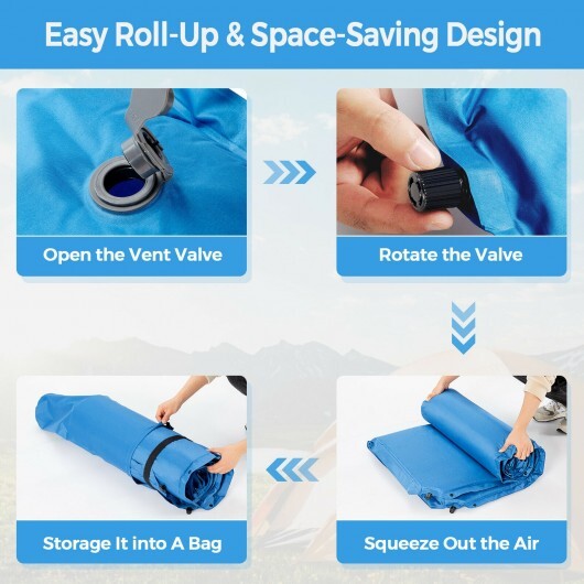 Self-Inflating Camping Outdoor Sleeping Mat with Pillows Bag - Color: Blue