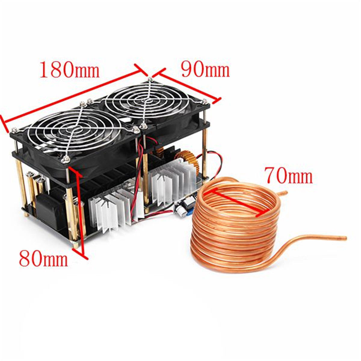 1800W/2500W ZVS Induction Heater Induction Heating Machine PCB Board Module Flyback Driver Heater Cooling Fan Interface+ Coil 2500W