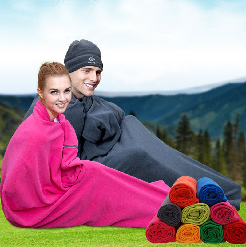 Portable Ultra-light Polar Fleece Sleeping Bag Outdoor Camping Tent Bed Travel Warm Sleeping Bag Liner Navy_185*80