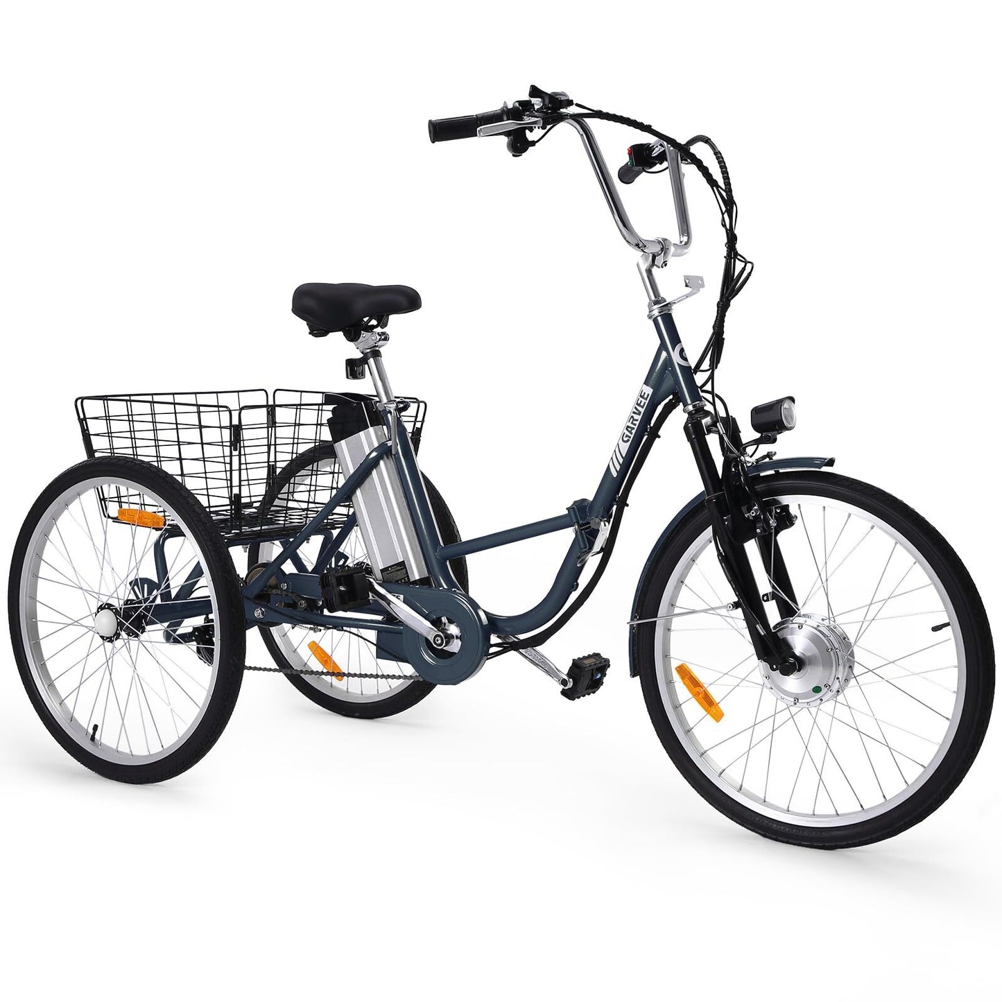 US GARVEE Electric Trike 7-Speed Adult Electric Tricycle Folding Electric Tricycle with Basket
