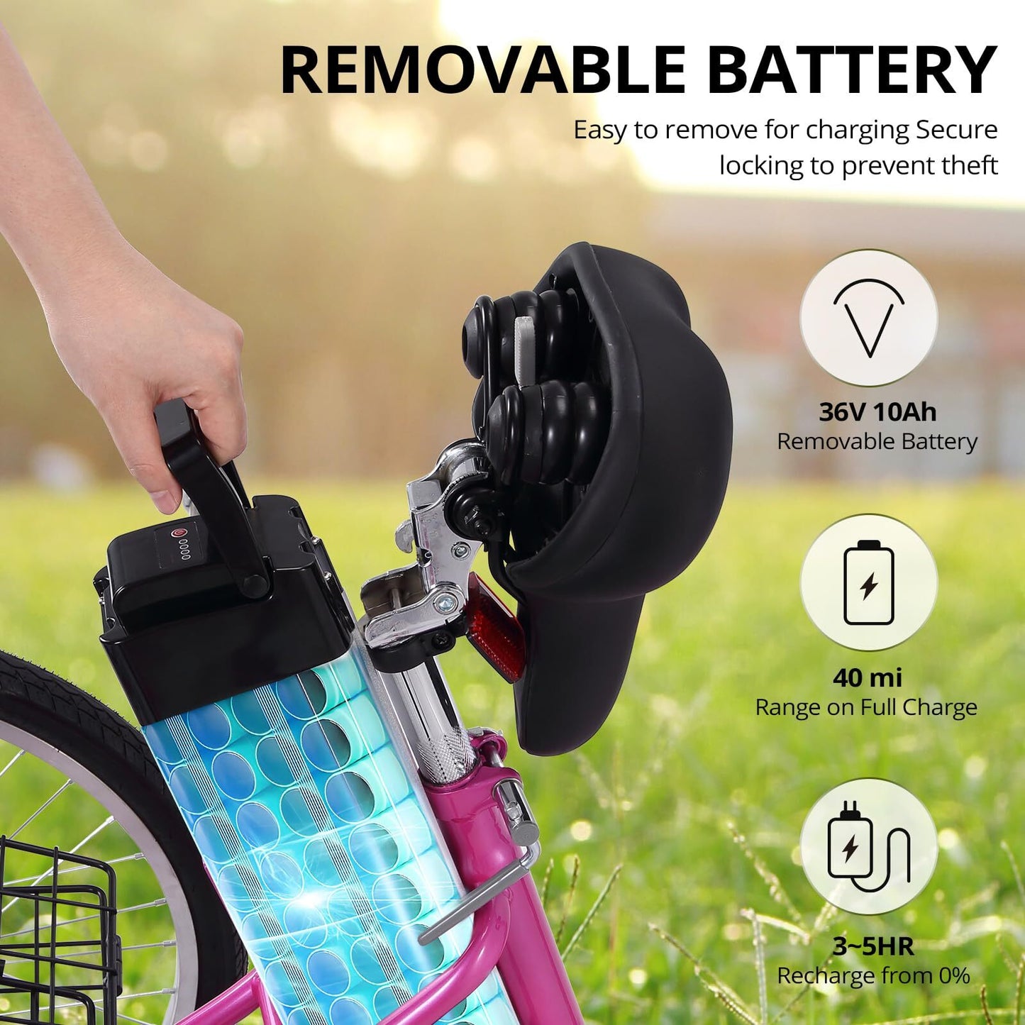 US GARVEE Electric Trike 7-Speed Adult Electric Tricycle Folding Electric Tricycle with Basket