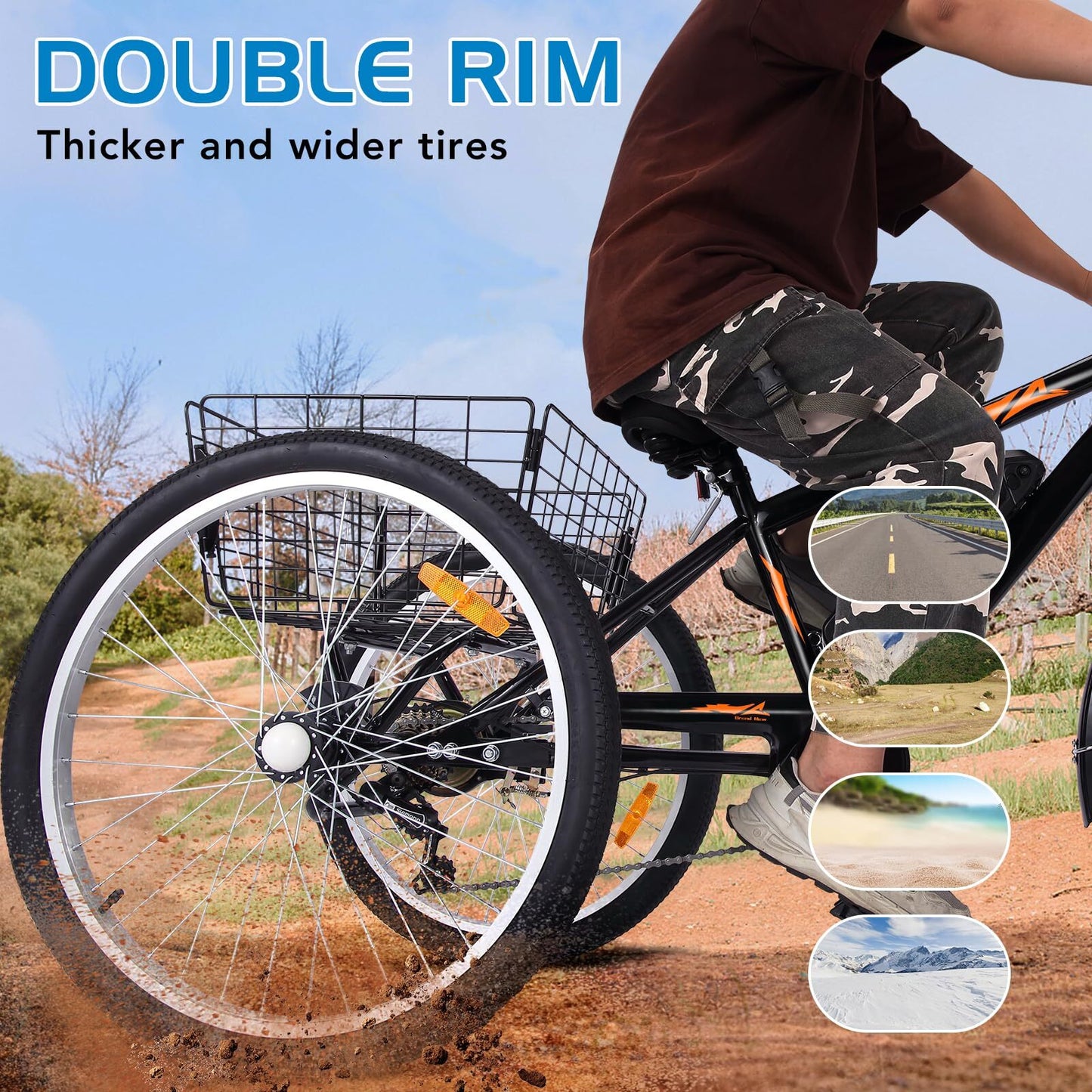 US GARVEE Electric Trike 7-Speed Adult Electric Tricycle with Basket 3-Wheel Electric Bike