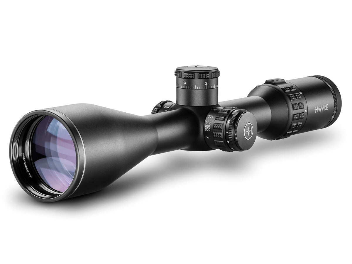 Hawke Sidewinder 30 FFP 6-24x56, Illuminated Half Mil Reticle, 30mm Tube
