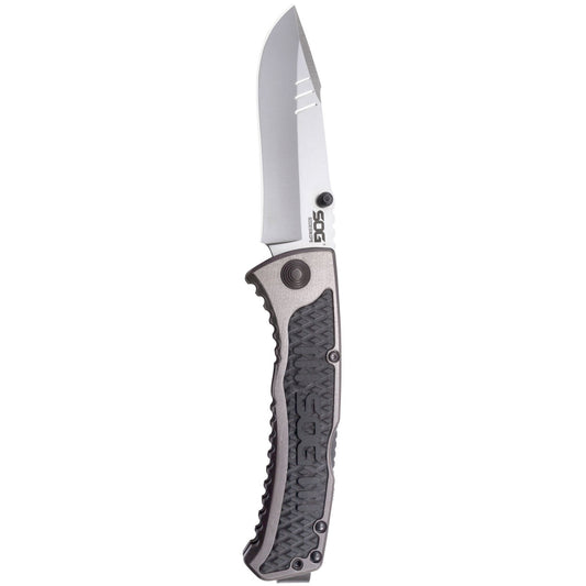 SOG Sideswipe Assisted Folding Knife 3.4" Clip Point Blade Aluminum Handles with GRN Inserts