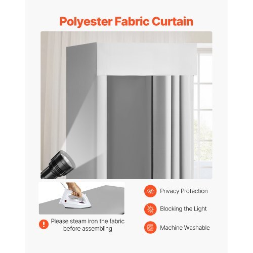 VEVOR Fitting Room, Dressing Room with Thick Polyester Curtains, Privacy Space with Shading Curtain and a Hook, for Boutique, Mall, Tailor's Store & Outdoor 39 x 39 x 78 in (Black and Gray-White)