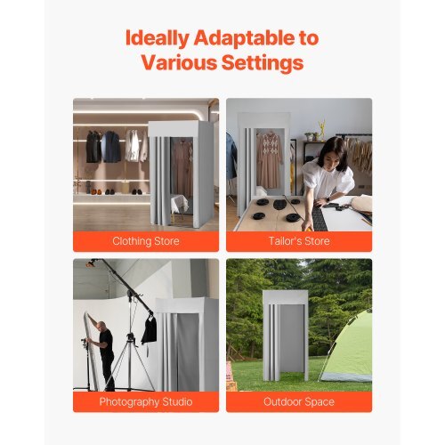 VEVOR Fitting Room, Dressing Room with Thick Polyester Curtains, Privacy Space with Shading Curtain and a Hook, for Boutique, Mall, Tailor's Store & Outdoor 39 x 39 x 78 in (Black and Gray-White)